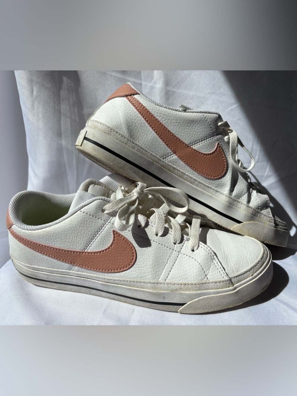 Nike Women’s 8.5 Court Legacy Next Nature White & Rose Pink Casual Sneaker Shoes - Picture 5 of 5